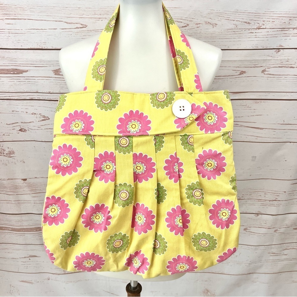 Vintage Mid Century Mod MCM Retro Handmade Flower Power Cotton Tote Bag - Picture 1 of 7